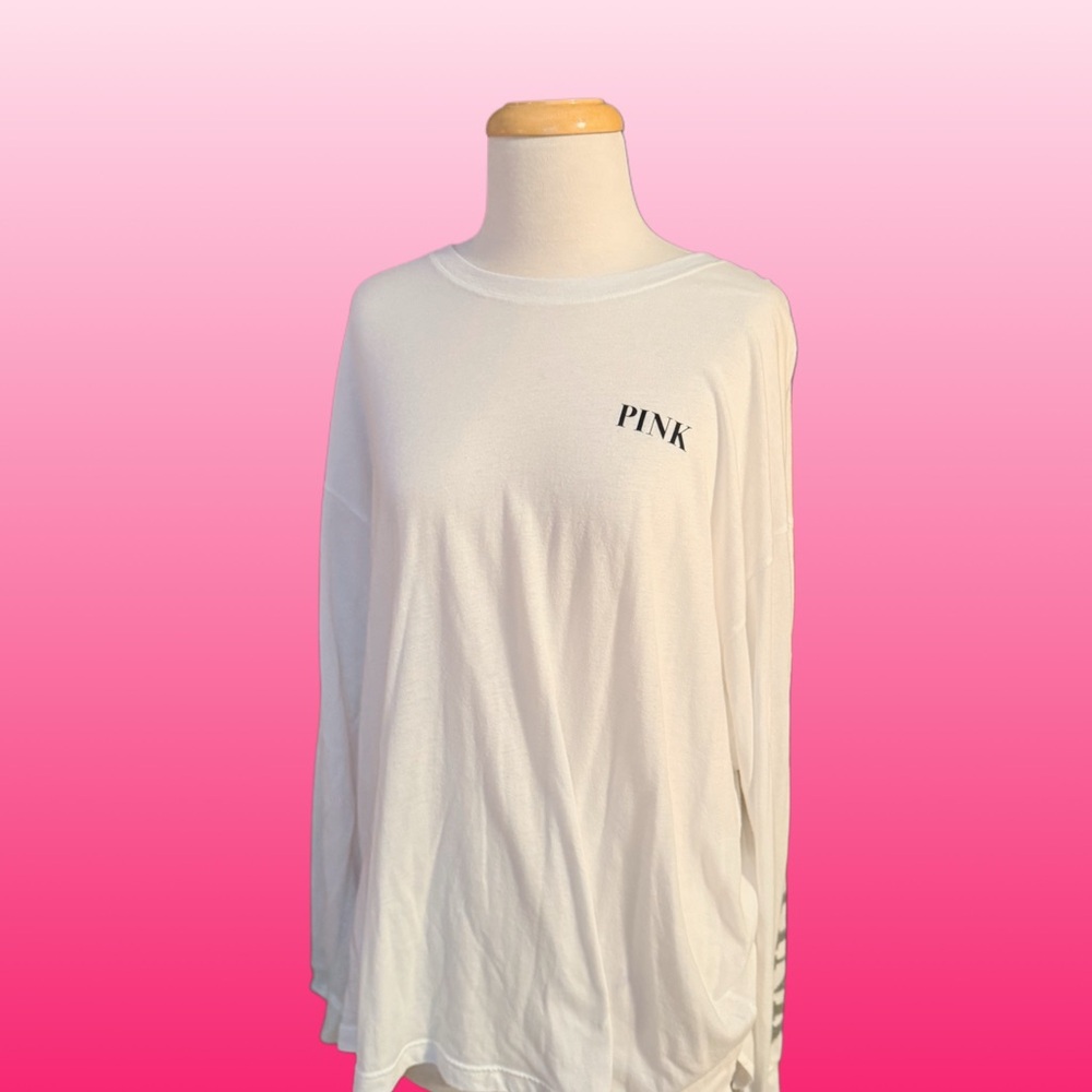 PINK Victoria's Secret Cream Long Sleeve Relaxed Sweatshirt